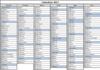 Calendrier 2017 Excel